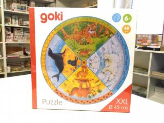 GOKI Kulaté puzzle XXL Zvířátka, 49 dílů