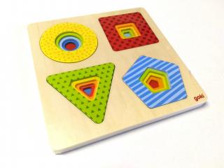 GOKI Vícevrstvé puzzle geometrické tvary dekor, 16 dílů