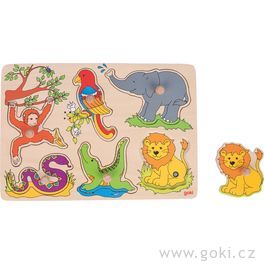 GOKI Zvukové puzzle Zvířata ZOO, 6 dílků