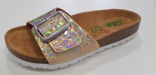 Bio Life Malaga gold zdravotní pantofle s jedním páskem Barva: Zlatá, Velikost: 36