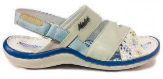Krisbut 7001-3-1 modro-bílé kožené sandále Barva: Bílá, Velikost: 37