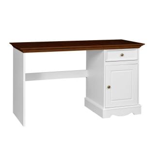 Psací stůl Belluno Elegante - malý, dekor bílá | ořech, masiv, borovice