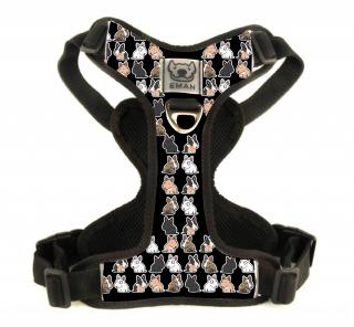 Postroj BULICI - Harness BULLIE's (STANDARD) BARVA / COLOR: černá / Black, VARIANTA / OPTION: S PŘEPÍNACÍM VODÍTKEM (vodítko bez motivu v barvě…