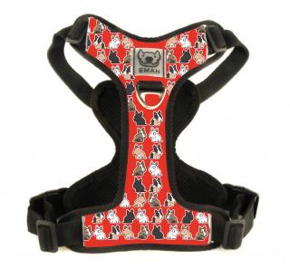Postroj BULICI - Harness BULLIE's (STANDARD) BARVA / COLOR: červená / Red, VARIANTA / OPTION: S PŘEPÍNACÍM VODÍTKEM (vodítko s motivem obojku) - with…