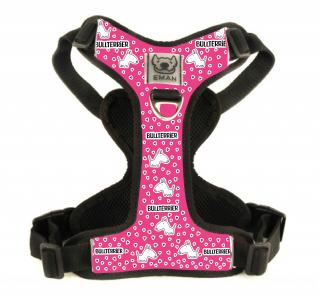 Postroj BULLTERRIER - Harness BULLTERRIER (STANDARD) BARVA / COLOR: růžová / Pink, VARIANTA / OPTION: S KLASICKÝM VODÍTKEM (vodítko bez motivu v barvě…