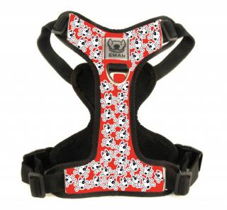 Postroj PIRAT - Harness PIRATE (MINI) BARVA / COLOR: červená / Red, VARIANTA / OPTION: S PŘEPÍNACÍM VODÍTKEM (vodítko s motivem obojku) - with switch…