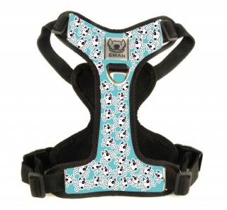 Postroj PIRAT - Harness PIRATE (MINI) BARVA / COLOR: modrá / Blue, VARIANTA / OPTION: S PŘEPÍNACÍM VODÍTKEM (vodítko s motivem obojku) - with switch…