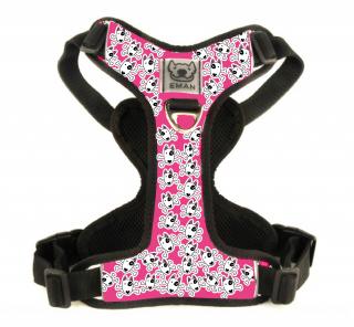 Postroj PIRAT - Harness PIRATE (MINI) BARVA / COLOR: růžová / Pink, VARIANTA / OPTION: S PŘEPÍNACÍM VODÍTKEM (vodítko s motivem obojku) - with switch…