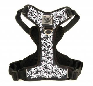 Postroj PIRAT - Harness PIRATE (MINI) BARVA / COLOR: šedá / Grey, VARIANTA / OPTION: S PŘEPÍNACÍM VODÍTKEM (vodítko s motivem obojku) - with switch…