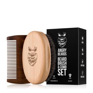 Angry Beards Set kartáč a hřeben na vousy