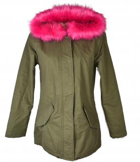 Bavlněná dámská khaki zelená zimní parka s kapucí MSHLL GIRL L