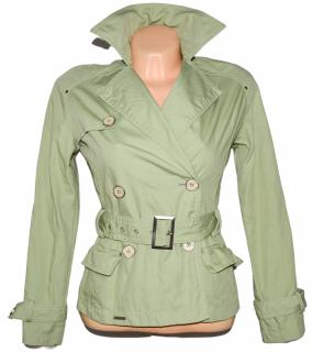 Bavlněný (100%) dámský zelený kabát s páskem Kenneth Cole XS