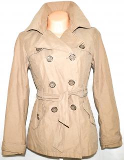 Bavlněný dámský béžový kabát s páskem CAMAIEU M/L