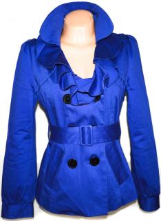 Bavlněný dámský modrý kabát s páskem EVIE UK 12
