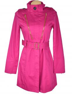 Bavlněný dámský růžový kabát s páskem Chic Et Jeune XS