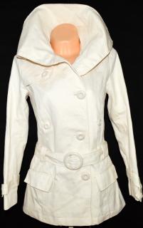 Bavlněný dámský smetanový kabát s páskem M