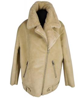 Dámská béžová zimní bunda na zip křivák H&M  XL*