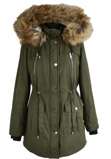 Dámská khaki zimní parka s kapucí Clockhouse 38