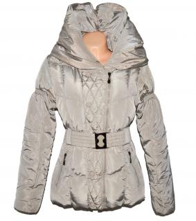 Dámský béžový prošívaný zimní kabát s páskem Glo-story M