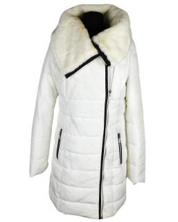 Dámský bílý zimní kabát na zip křivák MOHITO M*