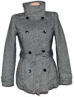 Dámský černobílý zateplený kabát s páskem TERRANOVA S, M, L