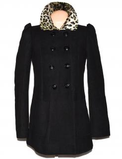 Dámský černý kabát s leopardím límcem Dorothy Perkins S