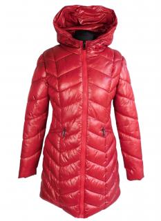 Dámský červený prošívaný kabát s kapucí METROFIVE  M*