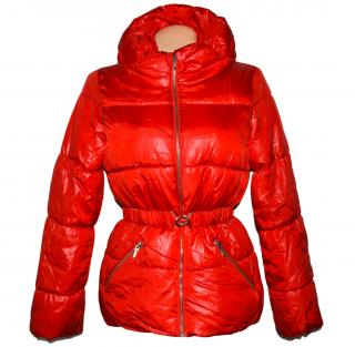 Dámský červený prošívaný kabát s páskem H&M 36, 40
