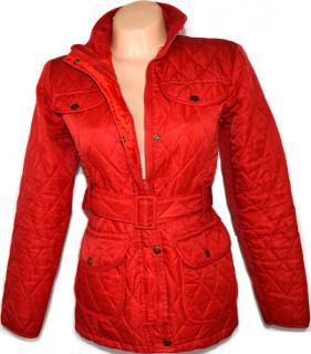 Dámský červený prošívaný kabátek s páskem L
