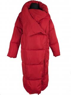 Dámský dlouhý červený prošívaný oversize kabát MANGO S