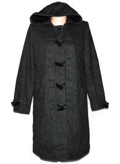 Dámský dlouhý šedočerný kabát s kapucí Being Casual XL