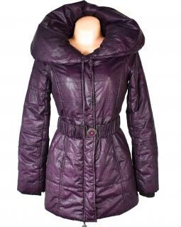 Dámský fialový prošívaný kabát s páskem a límcem ORSAY 36, 38