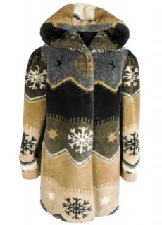 Dámský hebký hnědobéžový kožíšek s kapucí   XL*