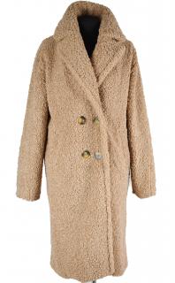 Dámský hnědý dlouhý teddy kožíškový kabát Viva Couture XS, S