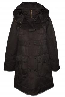 Dámský hnědý zateplený kabát s kapucí ZARA L