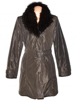 Dámský hnědý zateplený kabát s páskem a kožíškem Steilmann 42