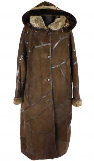 Dámský hnědý zimní dlouhý kabát s kapucí MODA ITALIANA  XXXL*