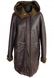 Dámský hnědý zimní kabát s kapucí HELLINE  L*