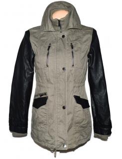 Dámský khaki kabátek s koženkovými rukávy C&A 12/38
