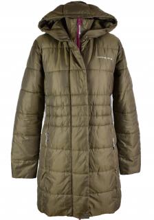 Dámský khaki prošívaný kabát s kapucí Alpine Pro M