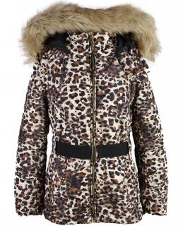 Dámský prošívaný kabát s páskem a kapucí, leopardí vzor H&M L