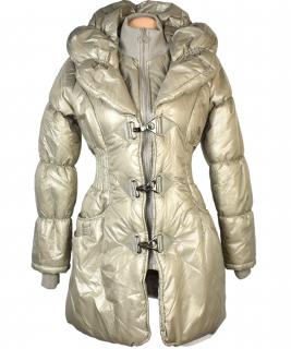 Dámský prošívaný zlatý kabát na zip, karabinky s límcem SOFTY M