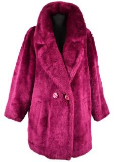Dámský růžový fuchsiový kabát z umělé kožešiny M/L