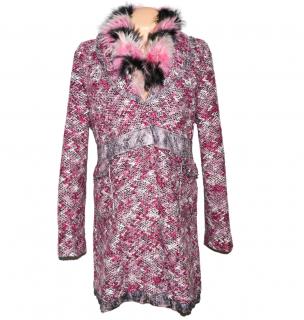 Dámský růžový kabát s kožíškem Kiwi XXL