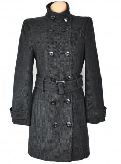Dámský šedočerný kabát s páskem Reserved L/XL