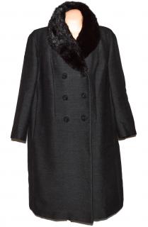 Dámský šedočerný kabát s pravým kožíškem Cori Torino XXL/XXXL