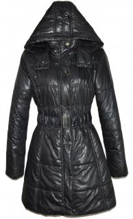Dámský šedočerný šusťákový kabát s páskem a kapucí ORSAY 38