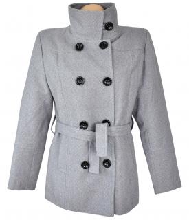 Dámský šedý zateplený kabát s páskem Bluestar M