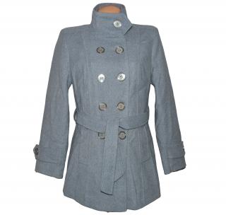Dámský šedý zateplený kabát s páskem Magda Collection XL