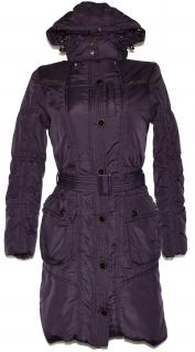 Dámský šusťákový fialový kabát s páskem a kapucí Otello S